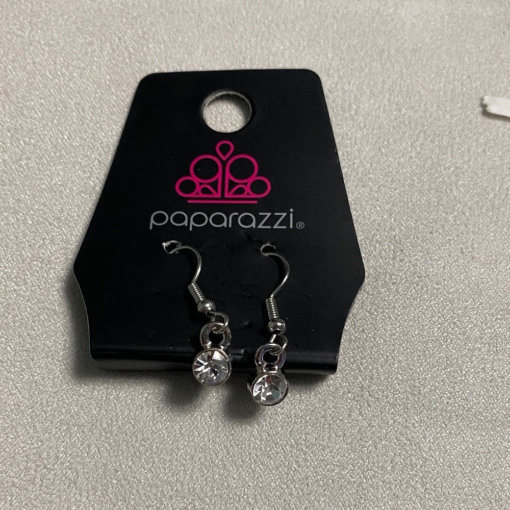 Paparazzi Silver Dangle Earrings with Clear Gems
